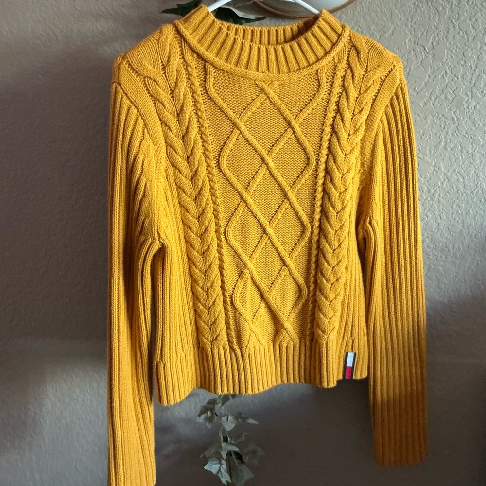 Tommy Hilfiger Mustard Cable Knit Sweater